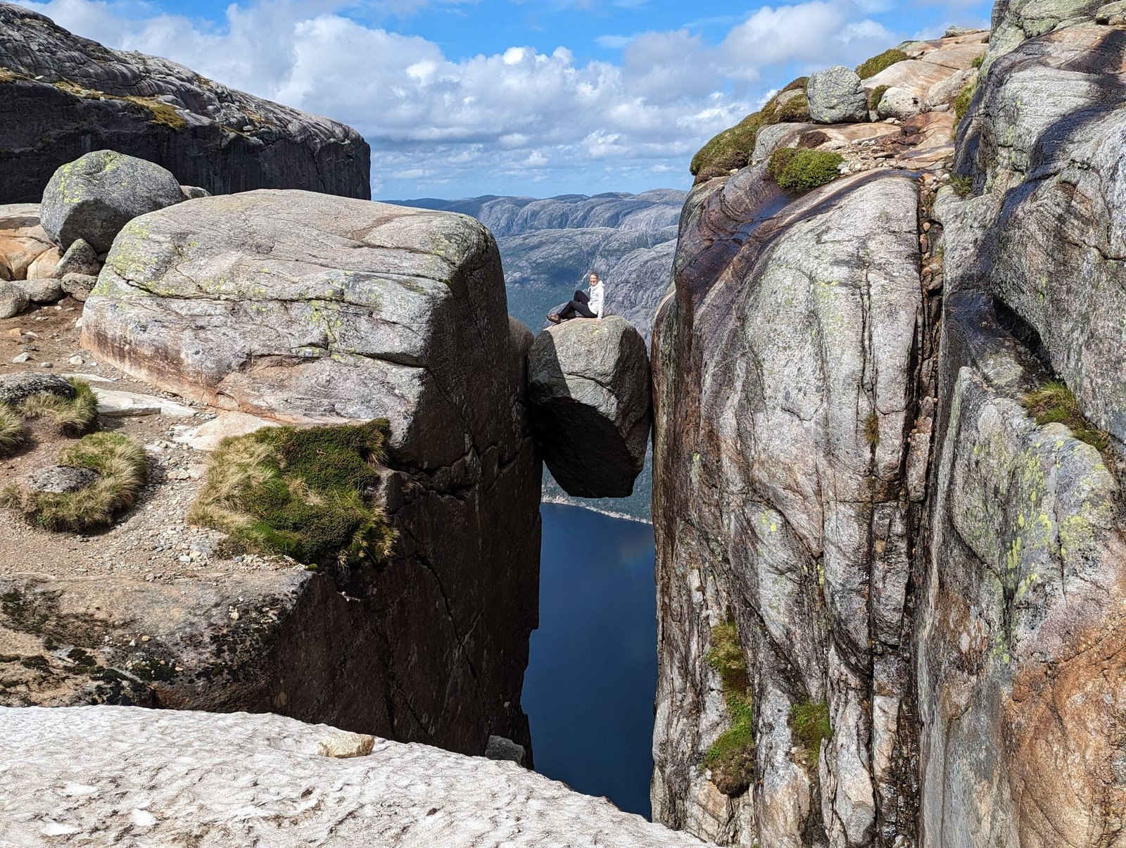 Kjeragbolten sitting on the rock