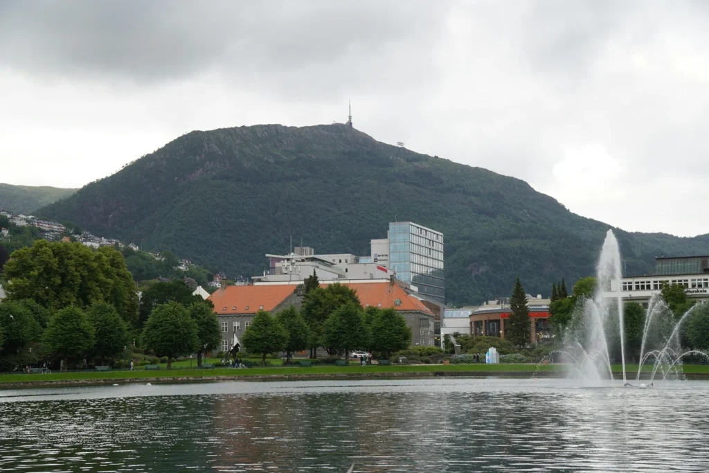 Scenic View of Mount Fløyen in Bergen, Norway